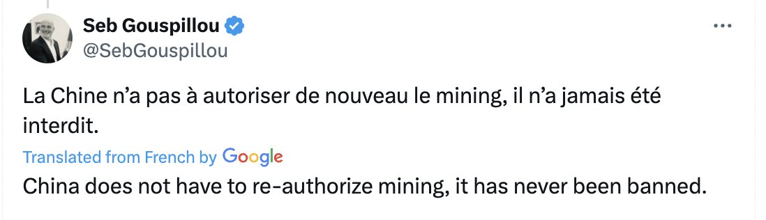 . <a href="/SebGouspillou/">Seb Gouspillou</a> called this early (Oct 2021)

Few gave his insight the attention it deserved at the time. 

But we now have all the data (mining maps, search of chinese legislation and firsthand accounts) that he was right all along.