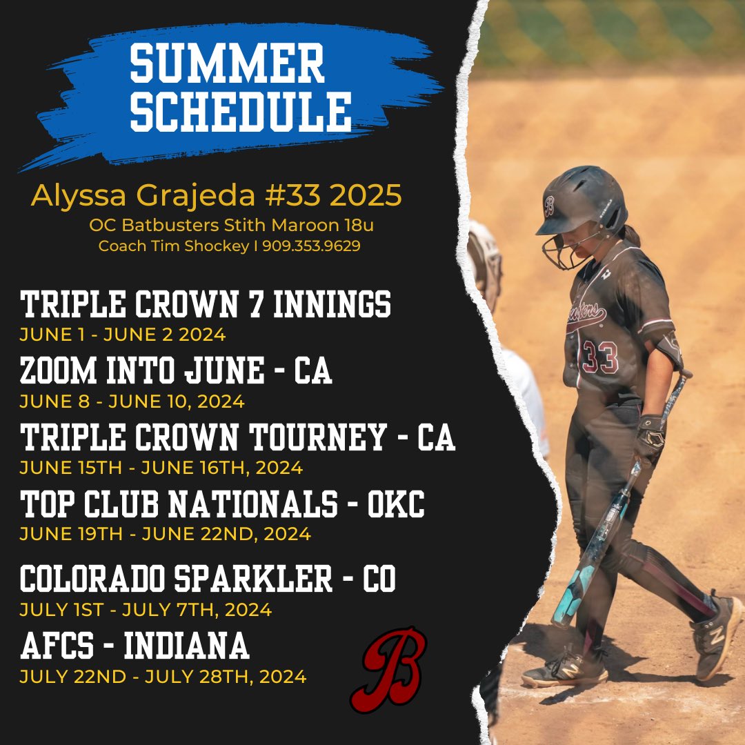 Summer schedule is out ☀️ - Excited to be back on the dirt #roadtrip #softballlife #mindset #batbusters #ftr