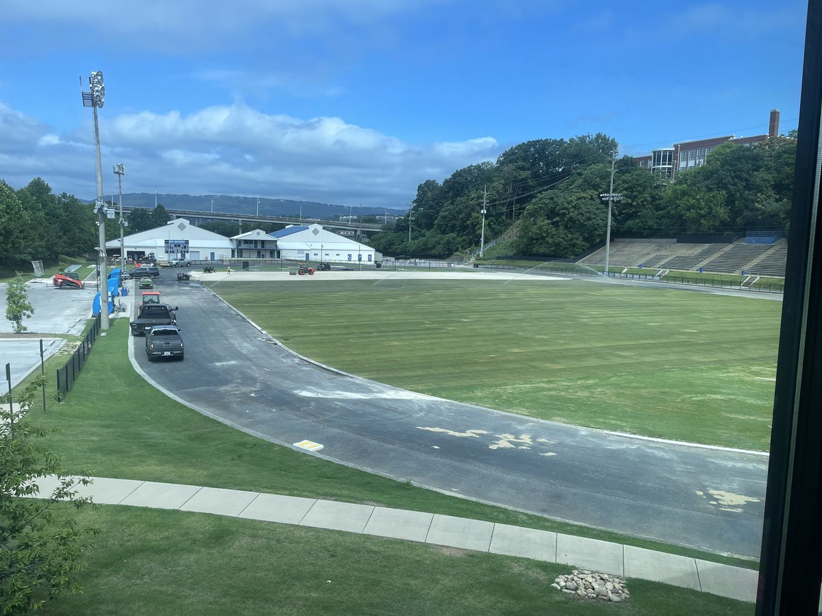 BruiserSports's tweet photo. Installation of the sod for the GPS stadium field is on schedule and looking good! We cannot wait to see the Bruisers host their first soccer game on the new surface in August. #GoBruisers #HTTG 😎 https://t.co/DD3jZFwlQb