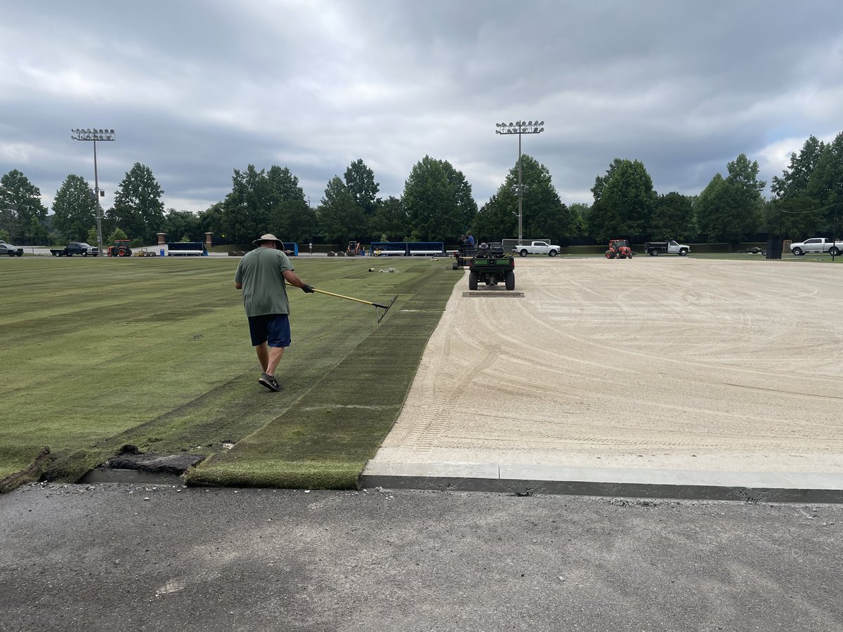 BruiserSports's tweet photo. Installation of the sod for the GPS stadium field is on schedule and looking good! We cannot wait to see the Bruisers host their first soccer game on the new surface in August. #GoBruisers #HTTG 😎 https://t.co/DD3jZFwlQb