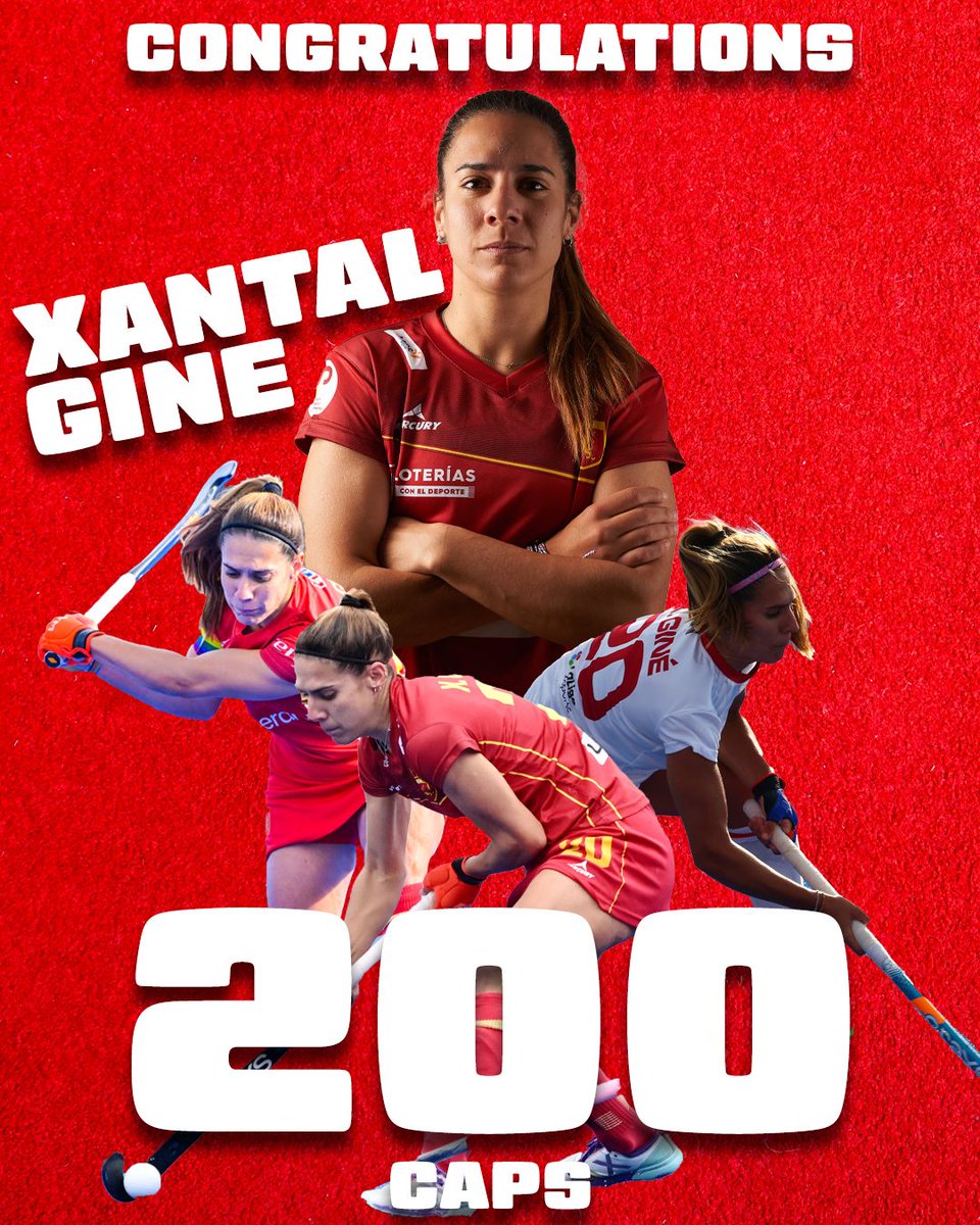 Congratulations to Spain's captain Xantal Gine for completing 200 International Caps for her national team. #FIHNationsCup 

🏑 Watch Xantal and her team play Italy in their last pool game at the FIH Hockey Women's Nations Cup 2023-24

📱 Download the Watch.hockey App