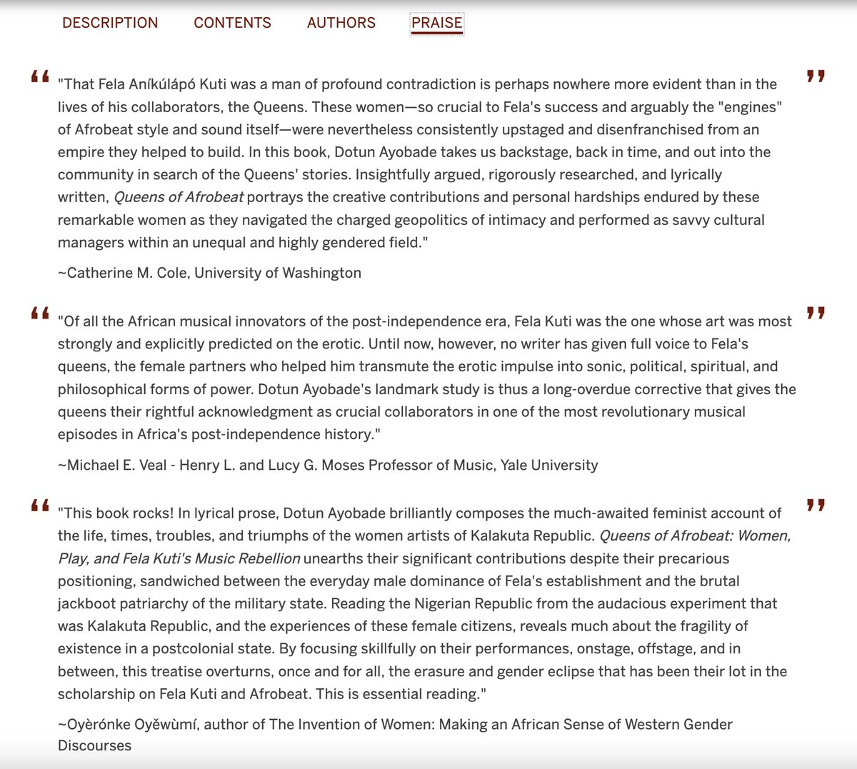 DotunAyobade's tweet photo. I received this gorgeous culmination of 11 years of thinking, being out there, writing, doubting, revising, blocking out the noise, and trusting the process. It is also special to have the endorsement of scholars and thinkers that I hold in the highest esteem. #QueensofAfrobeat https://t.co/SDhUzJA402