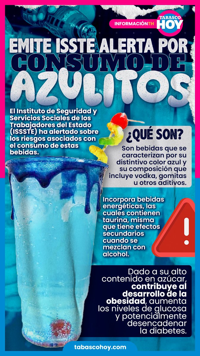 TabascoHOY's tweet photo. #Infografía📌| Emite #ISSTE alerta por consumo de #Azulitos.🥤🔵⚠️ ¿Qué son?🤔Aquí te decimos👇
https://t.co/Qoc3OWZXX3 https://t.co/oWN0TiQxyX