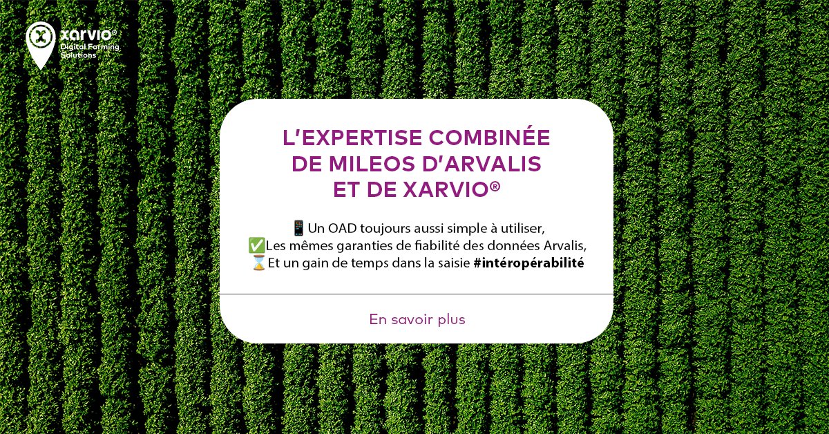 xarvioFR's tweet photo. 🚀 Améliorez le suivi du risque mildiou avec le modèle Mileos @Arvalisofficiel présent dans #xarvioFieldManager
🤓 Ce modèle reste supervisé par Arvalis qui est fortement impliqué dans son déploiement et son suivi en cours de campagne
👉Plus d'infos : https://t.co/ZIllKqjCtO https://t.co/6jbbFVfnTo