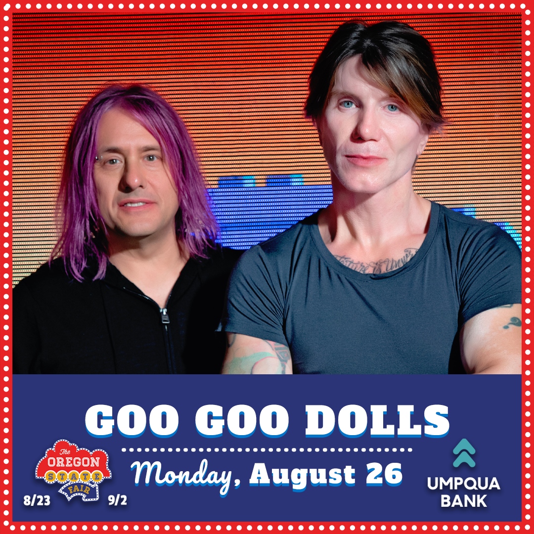 OregonStateFair's tweet photo. You're not gonna want to let this night "Slide"! ๐ถ
Join us on Monday, August 26th, as the iconic @googoodolls take the stage at the L.B. Day Amphitheater! ๐ค
Thanks to our Concert Series sponsor, @umpquabank!
https://t.co/exy0AosU8p ๐๏ธ
#GooGooDolls #OregonStateFair https://t.co/7mbzLbnfsc