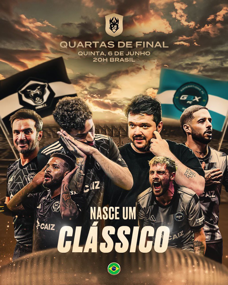 Kings League Brazil (@kings_leaguebr) on Twitter photo Senhoras e senhores, hoje veremos um clássico nascer.
🇧🇷 <a href="/FURIA/">FURIA</a> x <a href="/g3xFC/">g3x FC</a> 🇧🇷
🇧🇷 <a href="/oestagiario/">Allan</a> x <a href="/Gaules/">Gaules</a> 🇧🇷
🇧🇷 <a href="/Falcao12oficial/">Alessandro R. Vieira</a> x <a href="/kelvinON95/">Kelvin Oliveira</a> 🇧🇷
RT obrigatório! 🇧🇷🔥
#KingsWorldCup Senhoras e senhores, hoje veremos um clássico nascer.
🇧🇷 <a href="/FURIA/">FURIA</a> x <a href="/g3xFC/">g3x FC</a> 🇧🇷
🇧🇷 <a href="/oestagiario/">Allan</a> x <a href="/Gaules/">Gaules</a> 🇧🇷
🇧🇷 <a href="/Falcao12oficial/">Alessandro R. Vieira</a> x <a href="/kelvinON95/">Kelvin Oliveira</a> 🇧🇷
RT obrigatório! 🇧🇷🔥
#KingsWorldCup