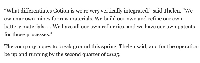 So which media outlet is going to ask Gotion's Chuck Thelen whether his facility will use products procured with slave labor?