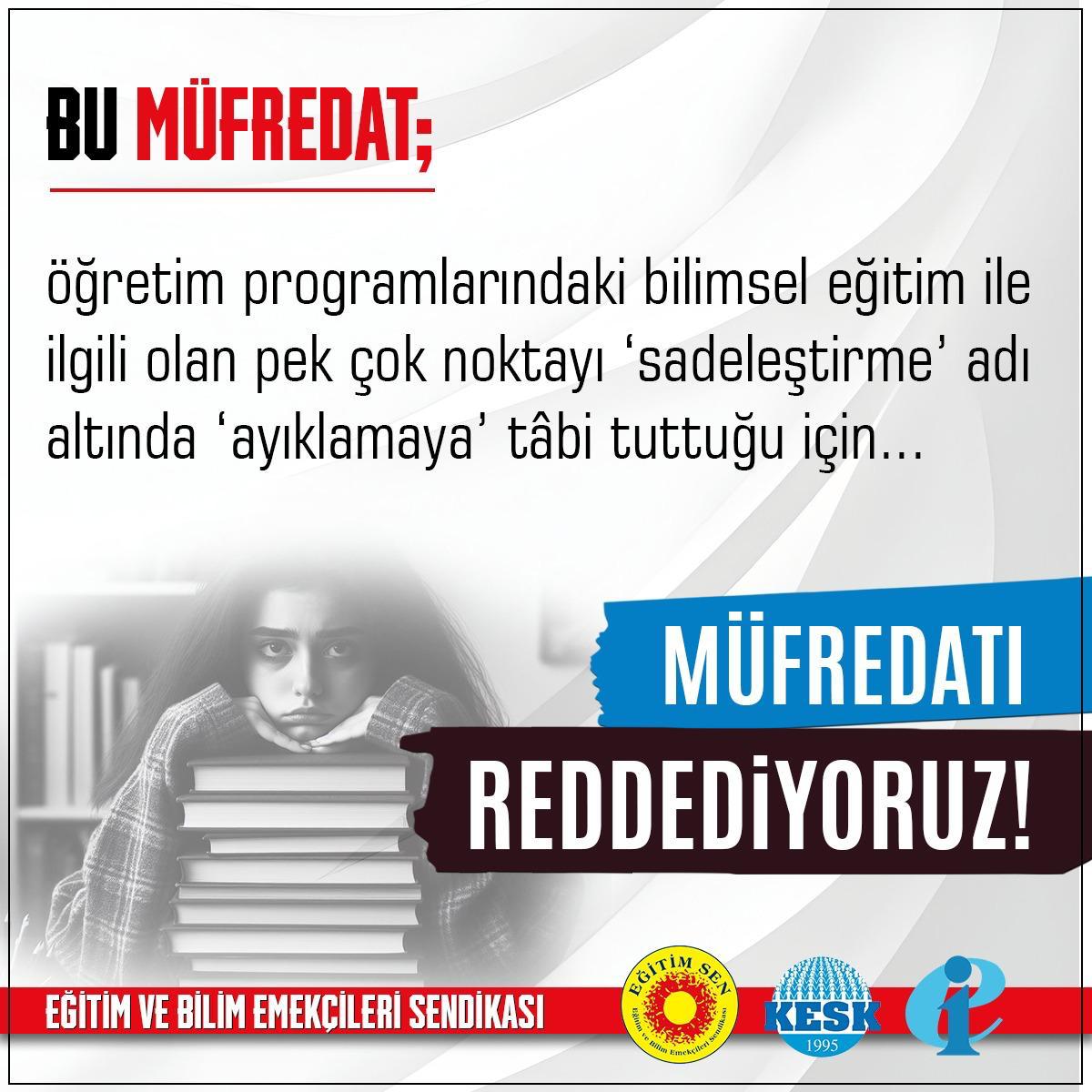 Yeni müfredat, öğretim programlarındaki bilimsel eğitim ile ilgili olan pek çok noktayı 'sadeleştirme' adı altında 'ayıklamaya' tabi tuttuğu tuttuğu için bu #müfredatıreddediyoruz