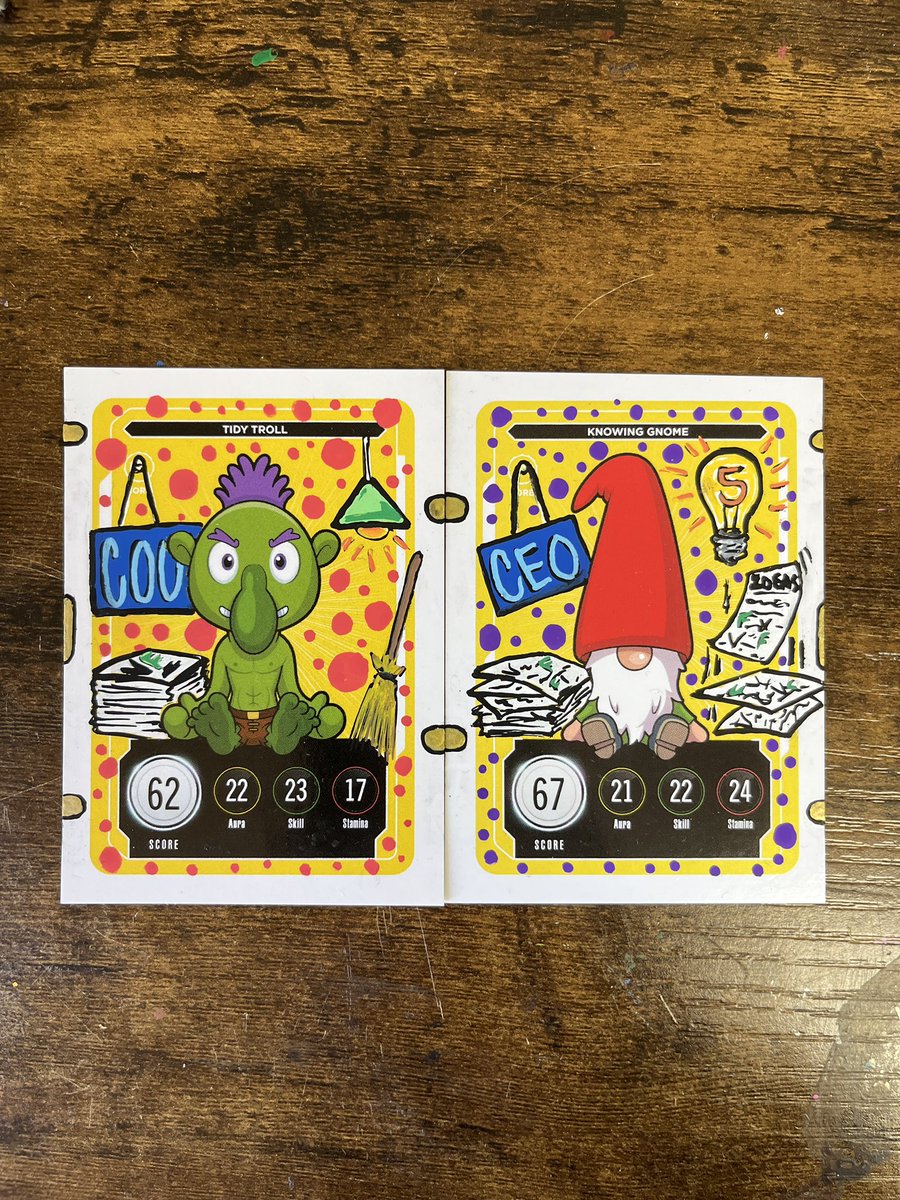 dirtdog365's tweet photo. Up from the archives, here’s some more #custom @VeeFriendsCards!! Realizing @foodisfuelNYC vision was fun! #KnowingGnome #TidyTroll https://t.co/qhCnaXGoIc