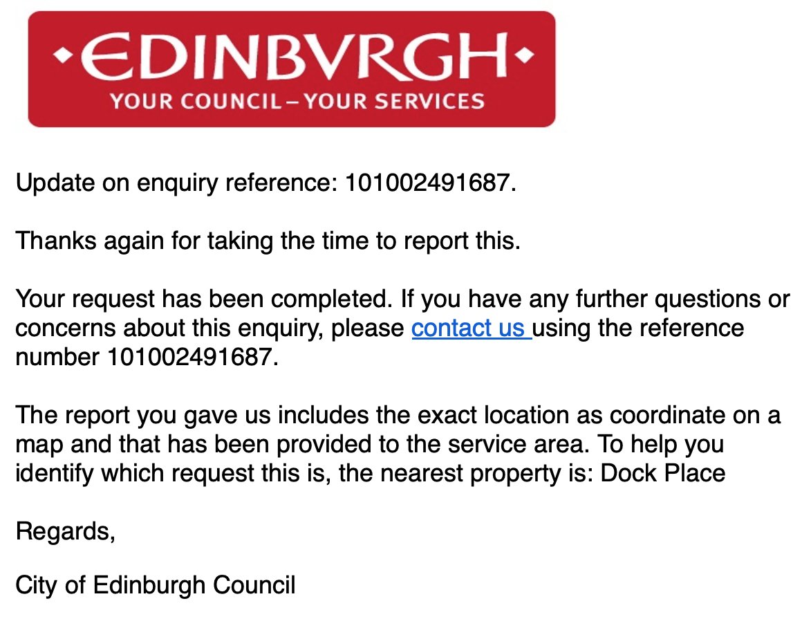 Save Our Shore, Leith (@sosleith) on Twitter photo Hi, <a href="/edinhelp/">Edinburgh Council Help</a> - we got a message from the council that our request to clear the overflowing bins from Dock Place had been completed. The picture taken a few minutes ago shows an even worse situation. Can you help? <a href="/KatrinaFaccenda/">Katrina Faccenda</a> <a href="/adamnolsmcvey/">Cllr Adam Nols-McVey</a> <a href="/Edinburgh_CC/">The City of Edinburgh Council</a> Hi, <a href="/edinhelp/">Edinburgh Council Help</a> - we got a message from the council that our request to clear the overflowing bins from Dock Place had been completed. The picture taken a few minutes ago shows an even worse situation. Can you help? <a href="/KatrinaFaccenda/">Katrina Faccenda</a> <a href="/adamnolsmcvey/">Cllr Adam Nols-McVey</a> <a href="/Edinburgh_CC/">The City of Edinburgh Council</a>