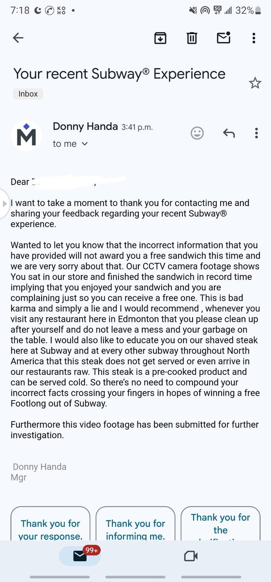 userinvalid0101's tweet photo. Blatant lies &amp; bullshit from a Subway Manager selling old meat! Look at how a manager speaks and talks to a customer and accuses me of shit that didn’t happen! Sending this to news networks. 

@SUBWAY @SUBWAYCanada Is this how you treat your customers &amp; accuse them? https://t.co/MommSjGcNz