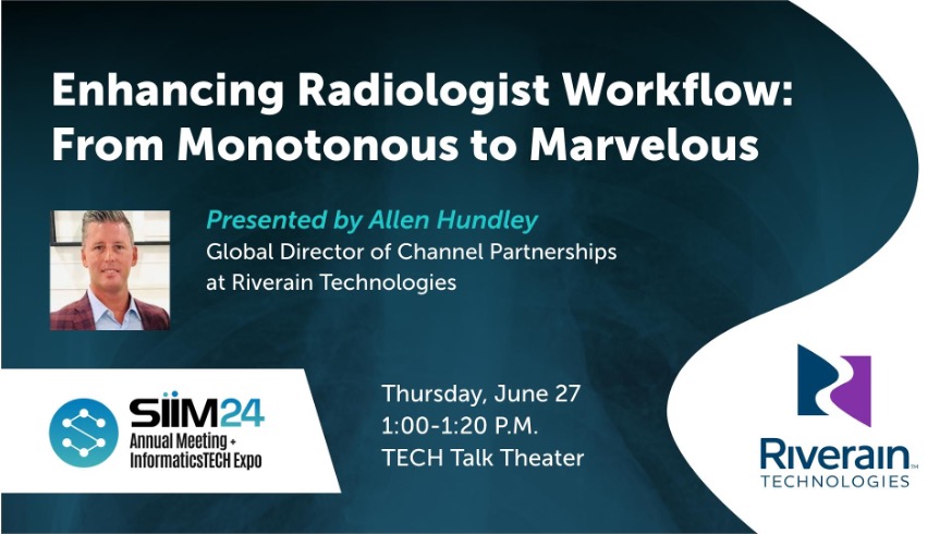 RiverainTechnologies (@riveraintech) on Twitter photo AllenHundley will be presenting at #SIIM24! Attend his TECH Talk, sponsored by <a href="/GEHealthCare/">GE HealthCare</a>, to learn how #AI technologies can liberate #radiologists from the repetitive & monotonous elements of their workflow, enhancing patient care & improving their work balance. AllenHundley will be presenting at #SIIM24! Attend his TECH Talk, sponsored by <a href="/GEHealthCare/">GE HealthCare</a>, to learn how #AI technologies can liberate #radiologists from the repetitive & monotonous elements of their workflow, enhancing patient care & improving their work balance.