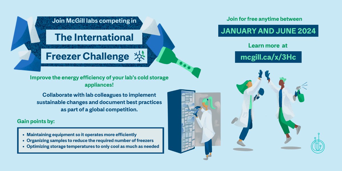 Join us for our last Freezer Friday information session on Friday June 7 at 12:30pm. This will get you ready to maximise energy savings and to submit final reports by the deadline on July 1st, Canada Day. Sign up here: forms.office.com/r/b9jMarZ2je
<a href="/McGillScience/">McGill Science</a> <a href="/McGillMed/">McGill Medicine and Health Sciences</a> <a href="/McGill_Eng/">McGill Faculty of Engineering</a>