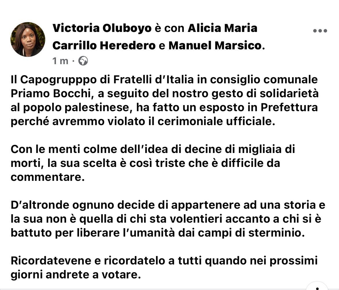 VictoriaOluboyo's tweet photo. #FratellidItalia fa di tutto pur di non parlare  apertamente di quello che accade in Palestina.

Non staremo in silenzio.

#Free_Palestinians #palestinalibera
#cessateilfuoco https://t.co/tZKxMHPdmN