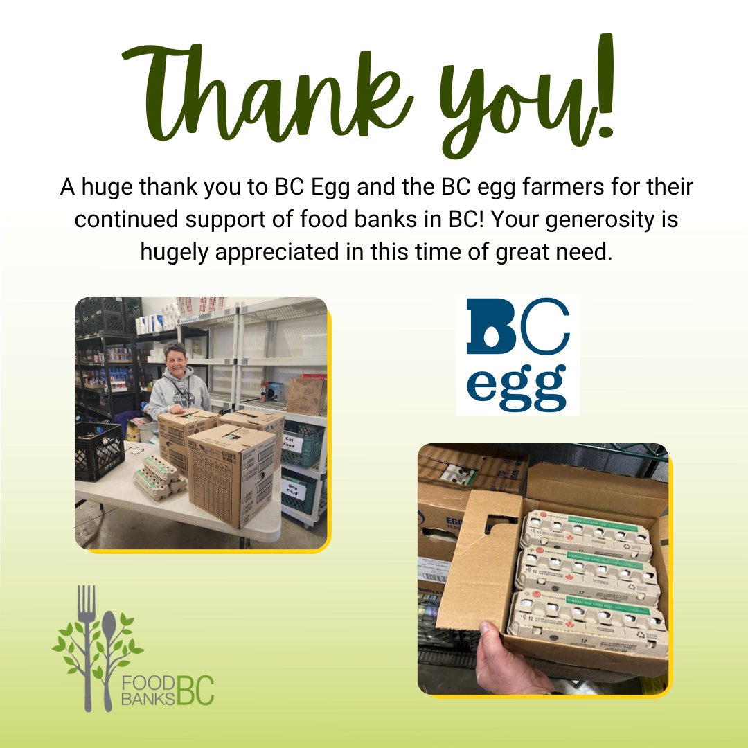 Food Banks BC (@realfoodbanksbc) on Twitter photo Thank you <a href="/bceggs/">BC EGG</a> for your continued support of food banks in BC!
#EggsAnytime #healthyprotein #eggsfordinner #EggFarmersGiveBack Thank you <a href="/bceggs/">BC EGG</a> for your continued support of food banks in BC!
#EggsAnytime #healthyprotein #eggsfordinner #EggFarmersGiveBack