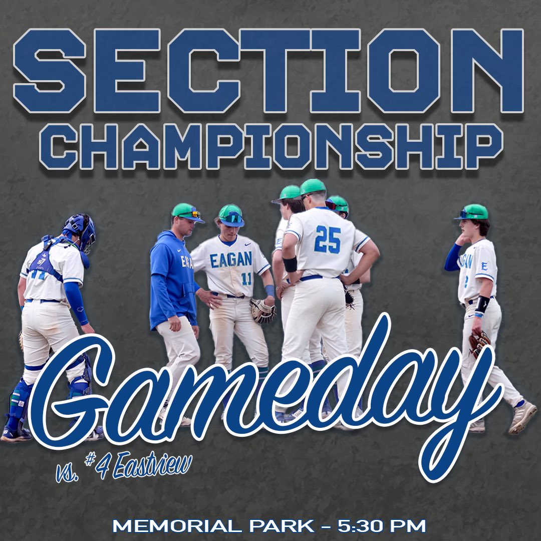 Eagan__Baseball's tweet photo. Game day! Winner take all Section 3AAAA Championship. 5:30pm at Memorial Park in Prior Lake! #LTU https://t.co/1nUC34T9Jn