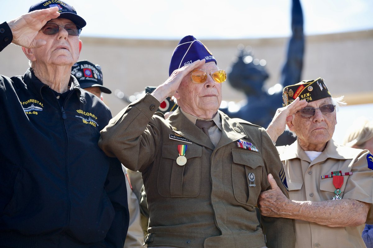 BarackObama's tweet image. Ten years ago, I had a chance to meet veterans of D-Day in Normandy. On this 80th anniversary, let’s remember the brave service members who stormed those beaches despite long odds, and whose example continues to show us the way.