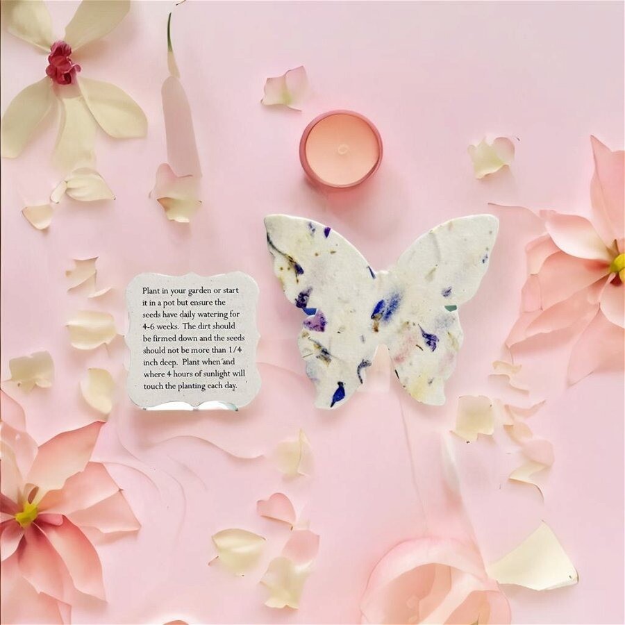 seedbloomgifts's tweet image. Embrace nature&apos;s transformation with Seed Bloom&apos;s butterfly-shaped handmade plantable tags 🌿🎁 Watch as vibrant wildflowers bloom from your thoughtful gifts! #SeedBloom #HandmadeTags #PlantablePaper #SustainableSurprises #NatureInspiredDecor

seedbloomgifts.com