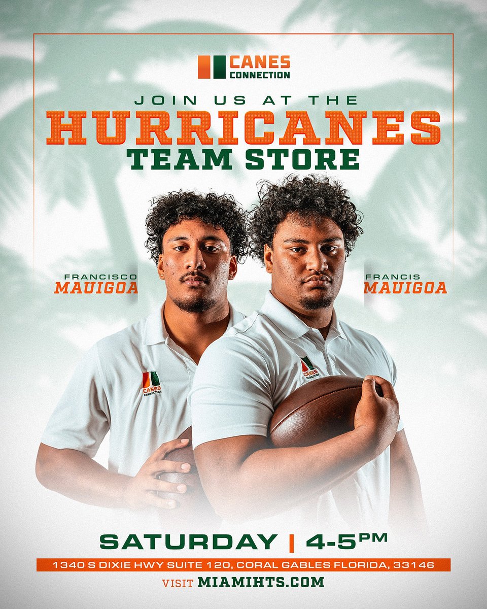 Pass by the Hurricane Team Store on Saturday to get your gear signed by the Mauigoa brothers! 🙌 Come out and show your support!

file.textmagic.com/g5kX3