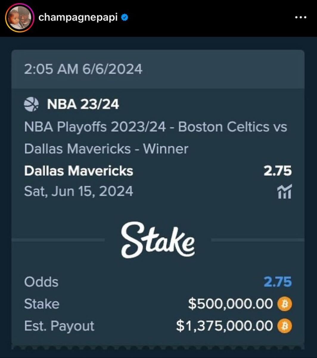 Drake's betting slip on the NBA Finals, a glimpse into his extravagant gambling habits.