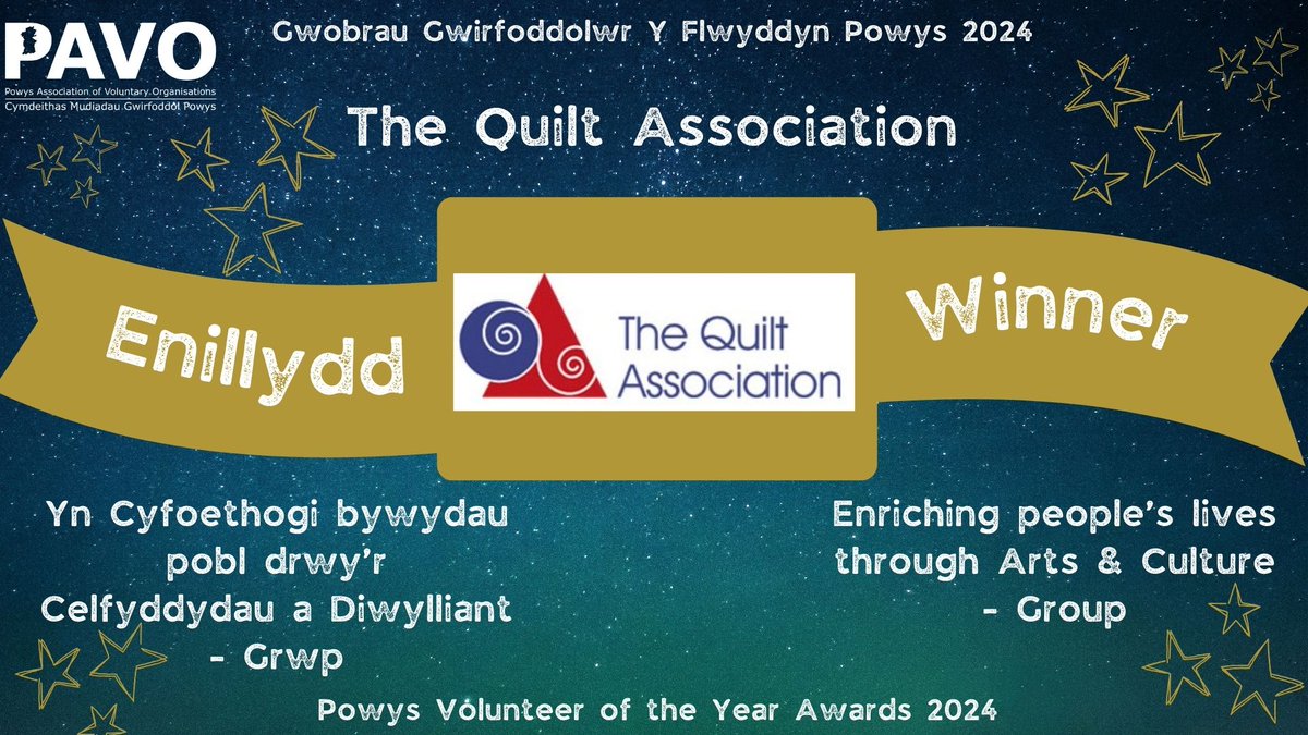 The Quilt Association volunteers based at the Minerva Arts Centre in Llanidloes, are responsible for the running of the charity and building, and organising exhibits of quilt work from around the world.
Their nominator said "They are an exceptional group of women."
#PVOY2024