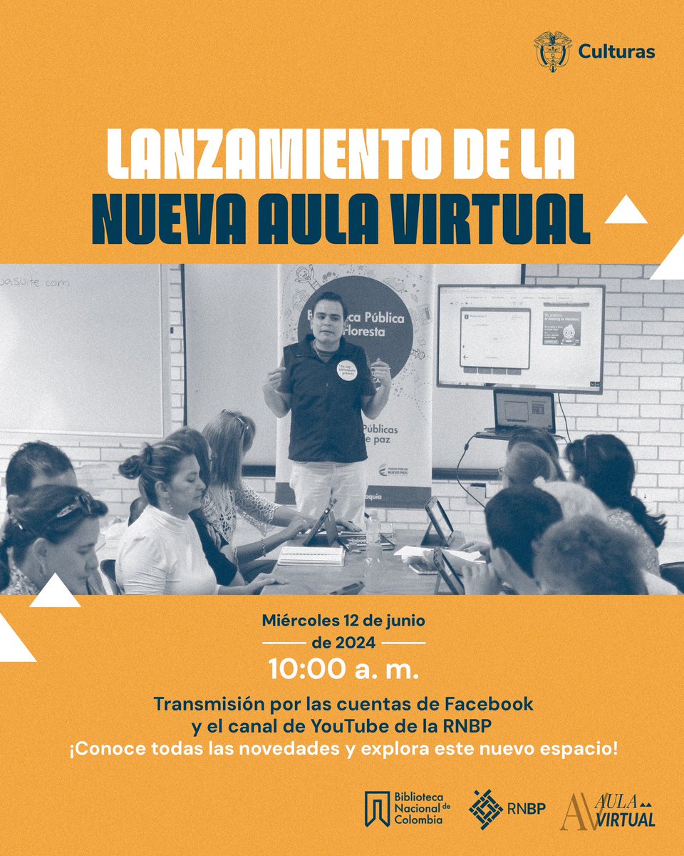 RNBPColombia's tweet photo. 📚💥 ¡Renovamos el Aula virtual y queremos que la conozcas! 

El próximo miércoles 12 de junio, a las 10:00 a. m., tendremos el lanzamiento oficial de la nueva Aula Virtual.
🧶 https://t.co/dg0FMApKZr