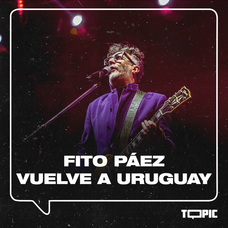 topic_media's tweet photo. 🤩 #FitoPáez vuelve a #Uruguay.
🇺🇾 El artista rosarino se presentará el 6 y 8 de noviembre en el #AntelArena.
👉🏼 Los shows forman parte de su gira #Páez4030 con la que celebra los 40 y 30 años de sus discos #Del63 y #CircoBeat. https://t.co/MHwTLlLFlU