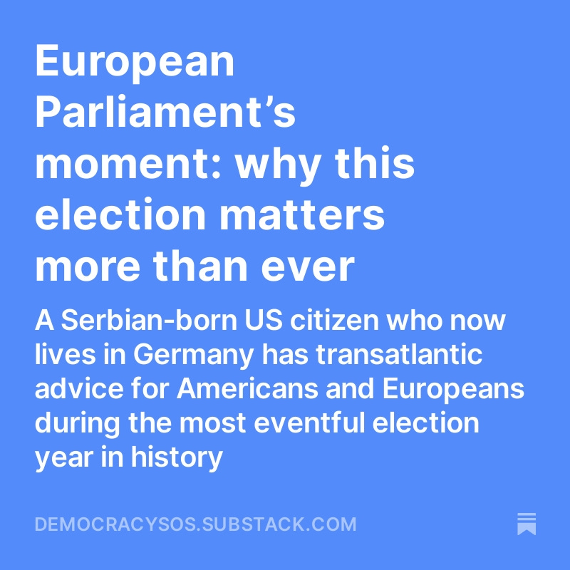 Steven Hill (@stevenhill1776) on Twitter photo Latest on #DemocracySOS from <a href="/DanielaVancic/">Daniela Vancic</a>
<a href="/Democracy_Intl/">Democracy International</a> about the importance of today's #EuropeanParliament elections. Will the far right make gains? Will that spill over to US elections in Nov? Democracy on the precipice <a href="/KaufmannBruno/">Bruno Kaufmann</a>
<a href="/JoeMMathews/">Joe Mathews</a> democracysos.substack.com/p/european-par… Latest on #DemocracySOS from <a href="/DanielaVancic/">Daniela Vancic</a>
<a href="/Democracy_Intl/">Democracy International</a> about the importance of today's #EuropeanParliament elections. Will the far right make gains? Will that spill over to US elections in Nov? Democracy on the precipice <a href="/KaufmannBruno/">Bruno Kaufmann</a>
<a href="/JoeMMathews/">Joe Mathews</a> democracysos.substack.com/p/european-par…