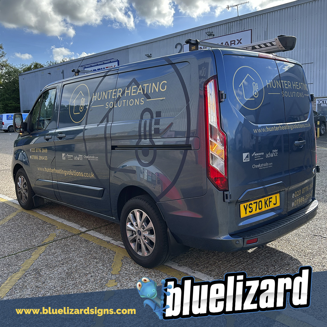 BlueLizardSigns's tweet image. A great look on this Transit Custom for Hunter Heating Solutions. The combination of gloss and matt graphics rounds off this classy design.

Vehicle graphics, digitally printed graphics &amp;amp; vehicle wraps by Blue Lizard Signs.

#commercialwrap #vansignwriting #vangraphics