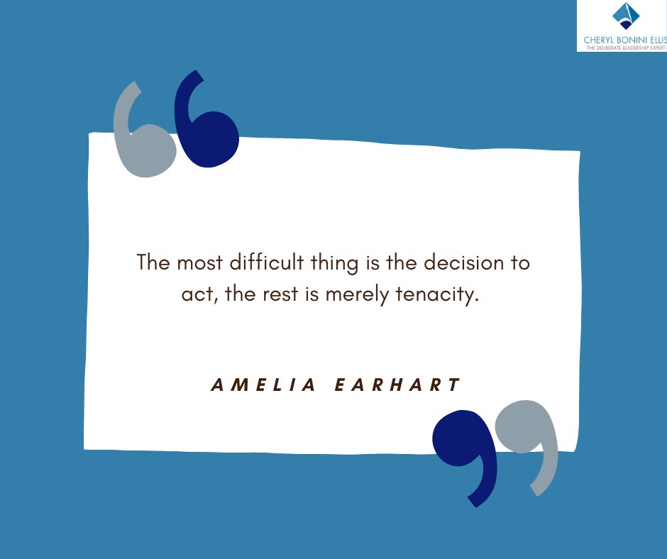cabonini's tweet photo. The most difficult thing is the decision to act, the rest is merely tenacity. ~ Amelia Earhart

How do you find the tenacity to follow through once you've decided to act? What advice would you give to someone struggling with the decision to take action? https://t.co/ZM2KGy8RHZ