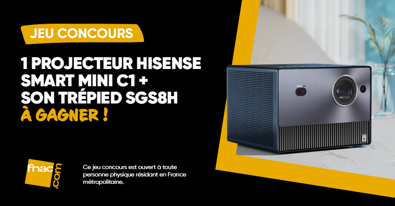 Fnac's tweet image. JEU CONCOURS | Lancez-vous en mode grand écran en tentant de remporter ce projecteur Hisense smart mini C1 accompagné de son trépied SGS8H ! 
 
Pour participer 👉 RT &amp;amp; mentionnez un ami + Follow @FNAC
 
Bonne chance à tous ! ☘
 
TAS le 12/06. 1 gagnant