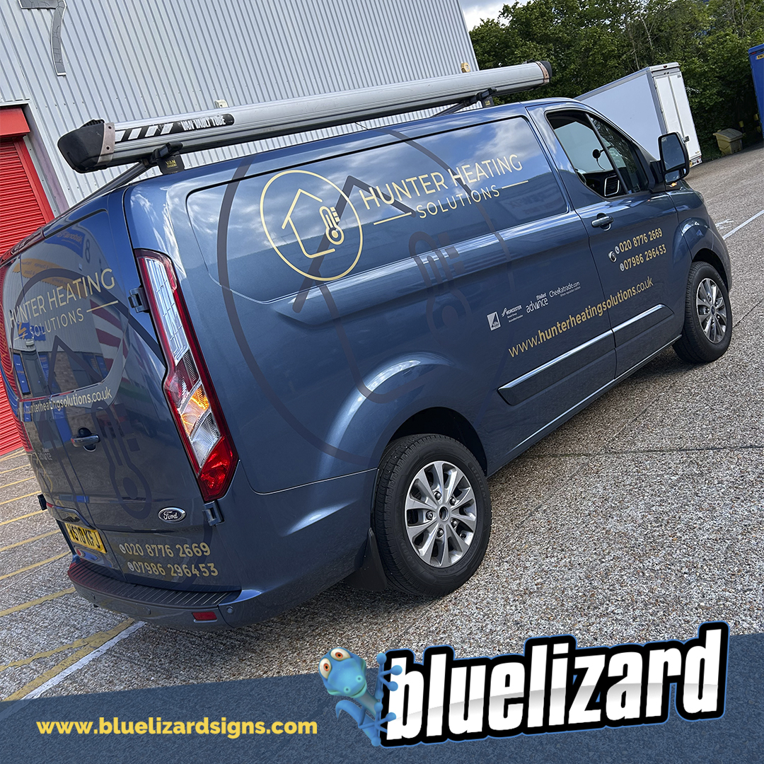 BlueLizardSigns's tweet image. A great look on this Transit Custom for Hunter Heating Solutions. The combination of gloss and matt graphics rounds off this classy design.

Vehicle graphics, digitally printed graphics &amp;amp; vehicle wraps by Blue Lizard Signs.

#commercialwrap #vansignwriting #vangraphics