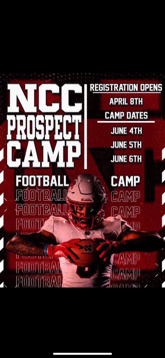 I will be at <a href="/football_ncc/">NCC Football</a> camp today excited and ready to Compete