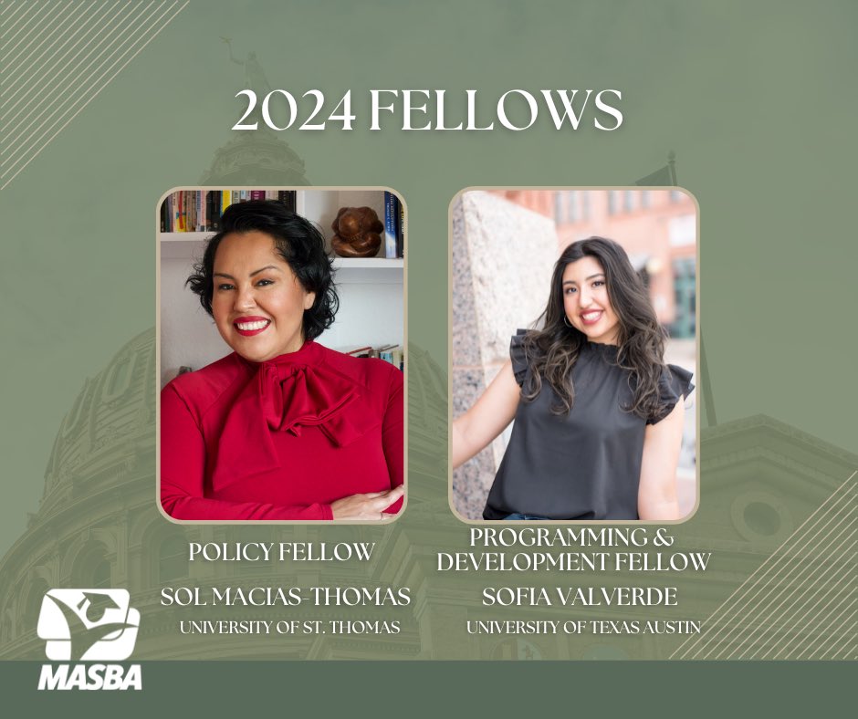 MASBA_US's tweet photo. Congratulations to our newest 2024 MASBA Fellows!

Sarai Flores and Guilleremo Gudino are joining as Senior Policy Fellows.
Sol Macias-Thomas is joining us as our Policy Fellow. 
Sofia Valverde is joining as our Programming and Development Fellow.

We are so thrilled to have you! https://t.co/GjL9cZ2pAl