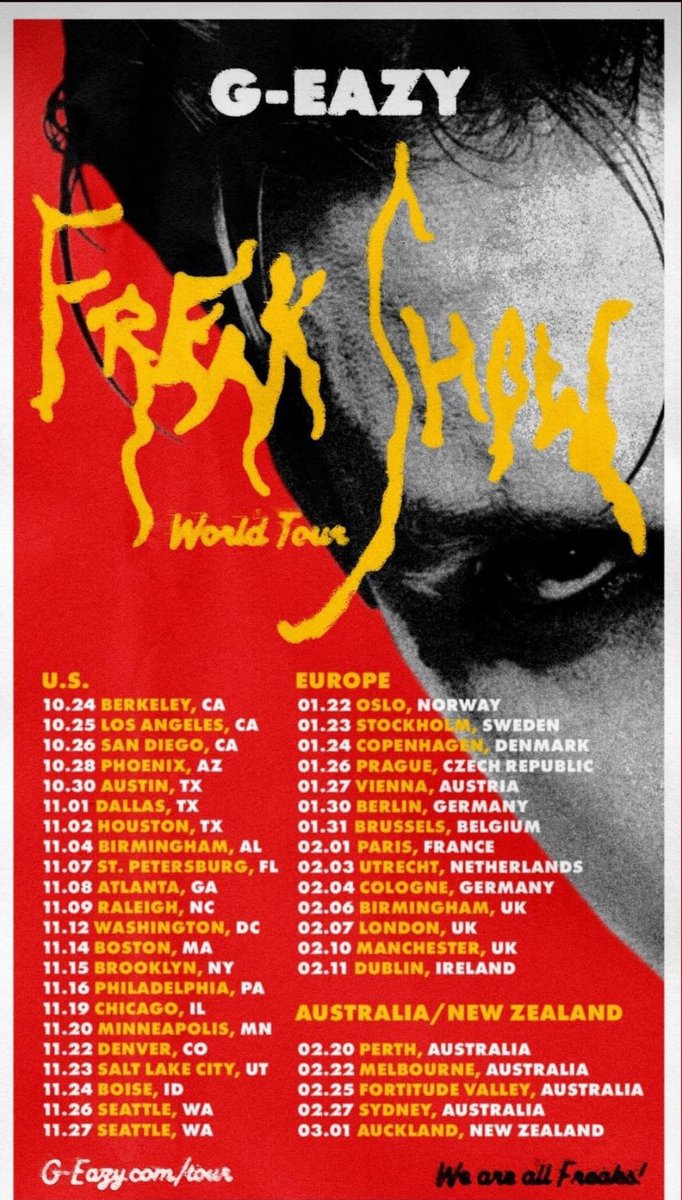 GEazyInsider's tweet photo. Welcome to the Freak Show 😈🦇

@G_Eazy 

https://t.co/fYLLIFjrMf https://t.co/DkmaP9TPPt