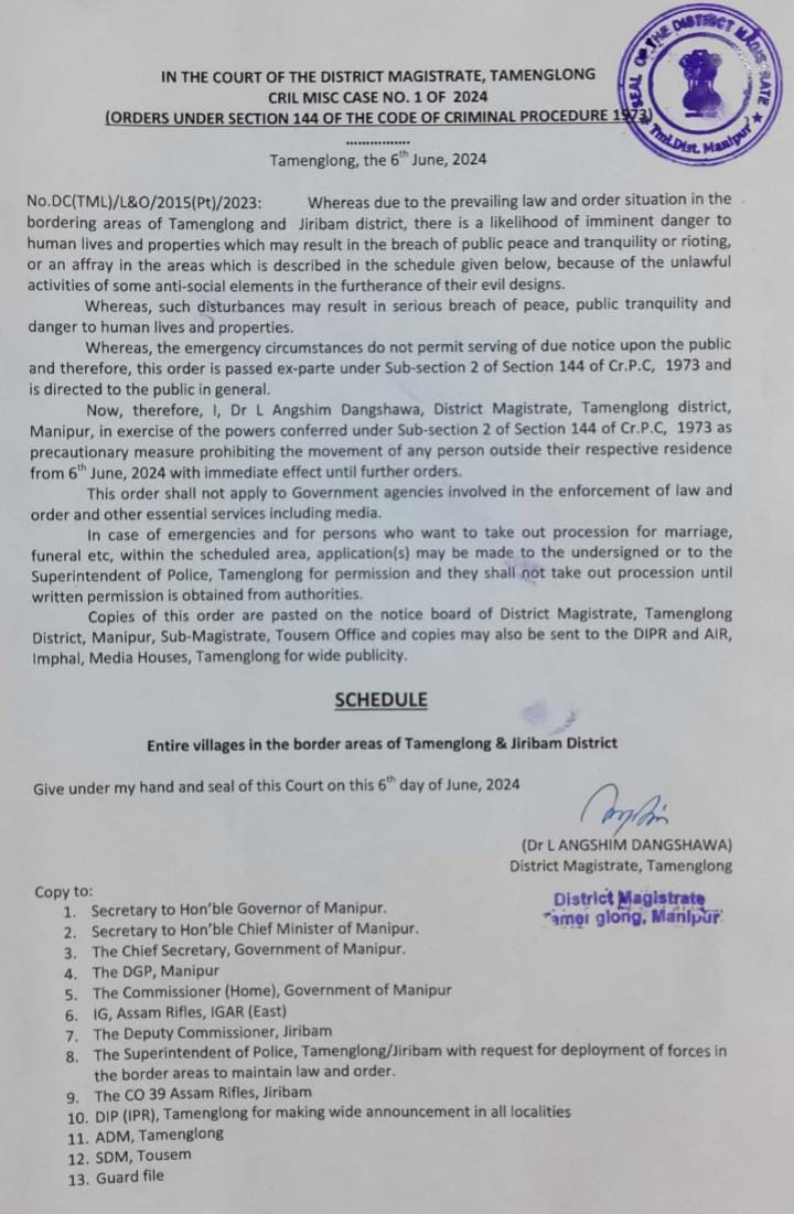 kclangel's tweet photo. 144 CrPC imposed in Jiribam & bordering villages of Tamenglong Distt due to sudden outbreak of violence. Meitei public trying to take guns from Jiribam Thana. Action should be taken to protect life & property quickly.
@AnusuiyaUikey @manipur_police @HMOIndia @PMOIndia @rashtrapatibhvn @PIBHomeAffairs @CBIHeadquarters @NCMIndiaa @NCM_GoI @India_NHRC @adgpi @Spearcorps @official_dgar @crpfindia @NitishKumar @ncbn @PawarSpeaks @kharge @GauravGogoiAsm @Lal_Duhoma @VanlalvenaK @RahulGandhi