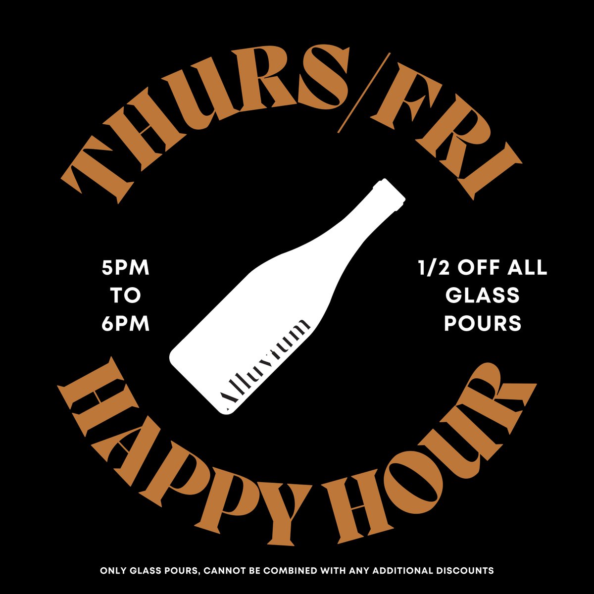 AlluviumCellars's tweet photo. Starting this evening we're open on Thursdays in addition to our usual Friday through Sunday hours of operation, and we're rolling out Happy Hours featuring half price glass pours on all wines from 5-6PM on Thursday and Friday! https://t.co/i3k9r0MlDH
