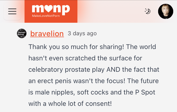 cindygallop's tweet photo. We're the future of sex at @makelovenotporn 😊Watch MakeLoveNotPornstar bicub's #guytime #realworldsex video here: https://t.co/bYpV45dWEX #sextech #sexed #socialsex #socialsexrevolution #consent https://t.co/pPEBC6OHLm