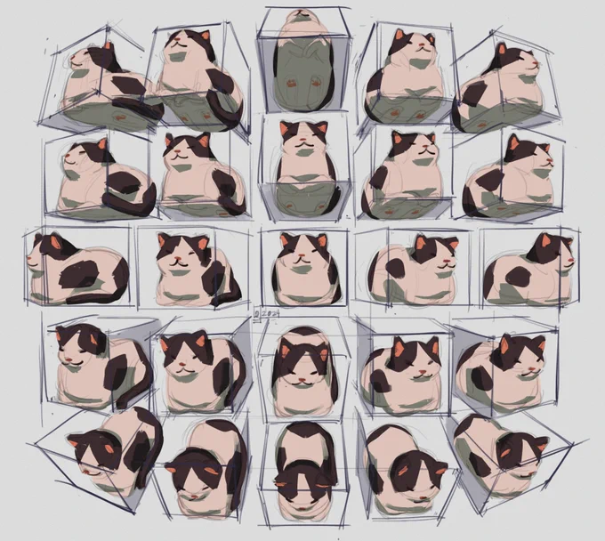 was doing perspective box exercises but then some cat loafed in them 