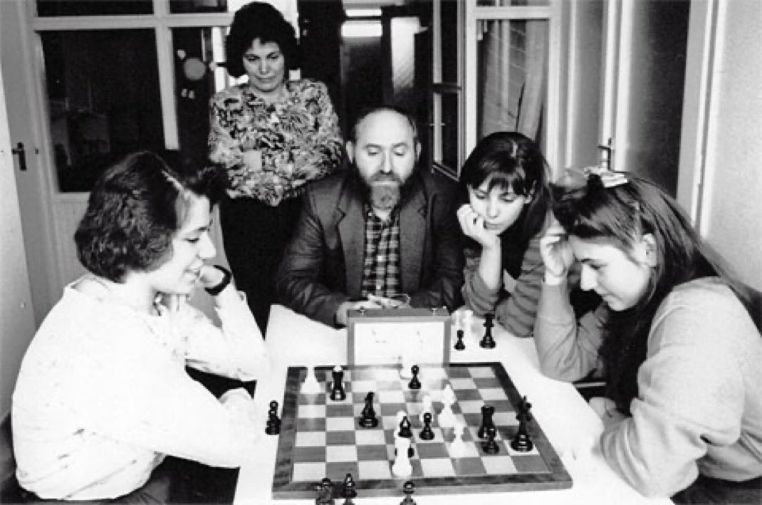 somadwrites's tweet photo. His mantra was:

"A genius is not born. He/she is educated and trained."

Laszlo believed in the idea so strongly he wanted to test it on his own children.

Laszlo decided chess would be a suitable field for the experiment, and he laid out a plan to raise his children to become chess prodigies.

The kids would be home-schooled, a rarity in Hungary at
the time.

The house would be filled with chess books and pictures of famous chess players.

The children would play against each other constantly and compete in the best tournaments they could find.

The family would keep a meticulous file system of the tournament history of every competitor the children faced.

Their lives would be dedicated to chess.

Susan, the oldest, began playing chess when she was four years old.

Within six months, she was defeating adults.

Sofia, the middle child, did even better.

By 14, she was a world champion.

A few years later, she became a grandmaster.

Judit, the youngest, was the BEST of all.

By age five, she could beat her father.

At 12, she was the youngest player ever listed among the top one hundred chess players in the world.

At 15 years and four months old, she became the youngest grandmaster of all time — younger than Bobby Fischer, the previous record holder.

For 27 years, she was the #1-ranked female chess player in the world.

The childhood of the Polgar sisters was atypical, to say the least.

And yet, if you ask them about it... they claim their lifestyle was attractive, even enjoyable.

In interviews, the sisters talk about their childhood as entertaining rather than grueling.

They loved playing chess.

They couldn’t get enough of it.

Once, Laszlo reportedly found Sofia playing chess in the bathroom in the middle of the night.

Encouraging her to go back to sleep, he said, “Sofia, leave the pieces alone!” To which she replied, “Daddy, they're the ones that won’t leave me alone!”

Bottom line?

We don’t choose our earliest habits, we imitate them.