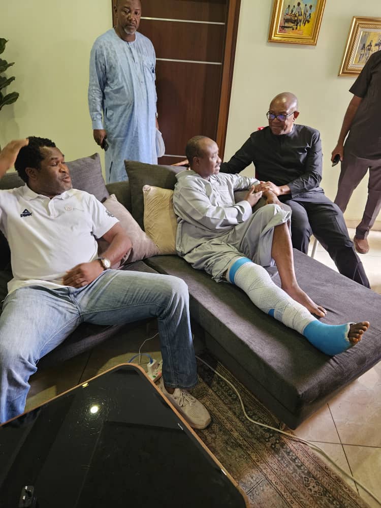 PeterObi's tweet photo. Today, I visited the Ex-Super Eagles star, Tijiani Babangida, who was involved in a fatal road accident last month in Kaduna. I went to condole with him on the sad loss of his son and his younger brother, Ibrahim Babangida, former Under 17 World Champion, to the tragic accident. https://t.co/XVCHiYjauj
