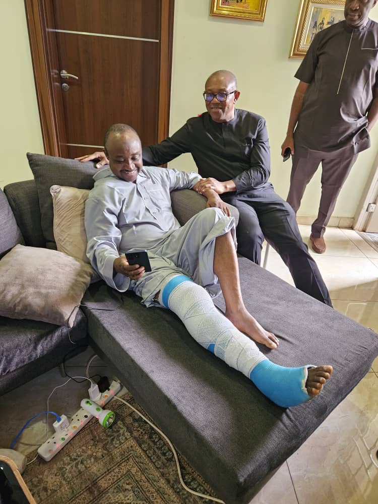PeterObi's tweet photo. Today, I visited the Ex-Super Eagles star, Tijiani Babangida, who was involved in a fatal road accident last month in Kaduna. I went to condole with him on the sad loss of his son and his younger brother, Ibrahim Babangida, former Under 17 World Champion, to the tragic accident. https://t.co/XVCHiYjauj