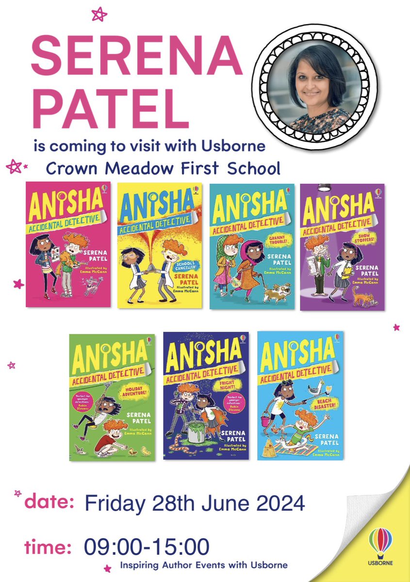Serena Patel, Author Of Anisha Accidental Detective Series Is Visiting <a href="/CrownMeadow/">Crown Meadow First School</a> On 28th June!

Parents Of Crown Meadow If You Would Like To Order A Book For Serena To Sign, You Can Order Via This Link:

books-by-becky.sumupstore.com/page/crown-mea…

💥 ORDER CUT OFF FRIDAY 7TH JUNE 💥