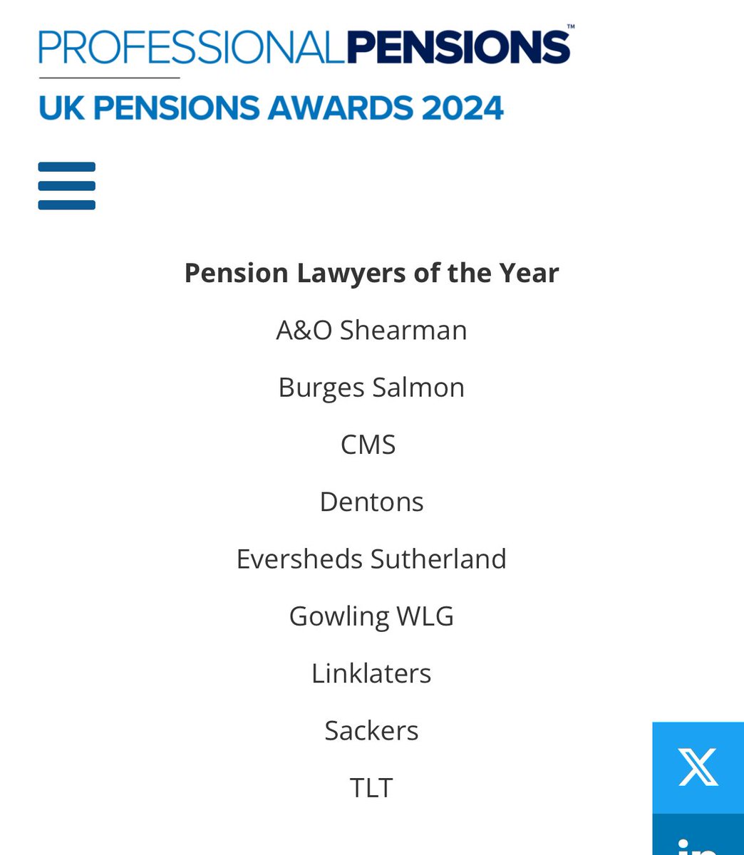 AOS_Pensions's tweet image. Delighted to be at the UK Pensions Awards 2024 #UKPA where we are shortlisted as the Pensions Lawyers of the Year and Risk Reduction Adviser of the Year.  Great night ahead!