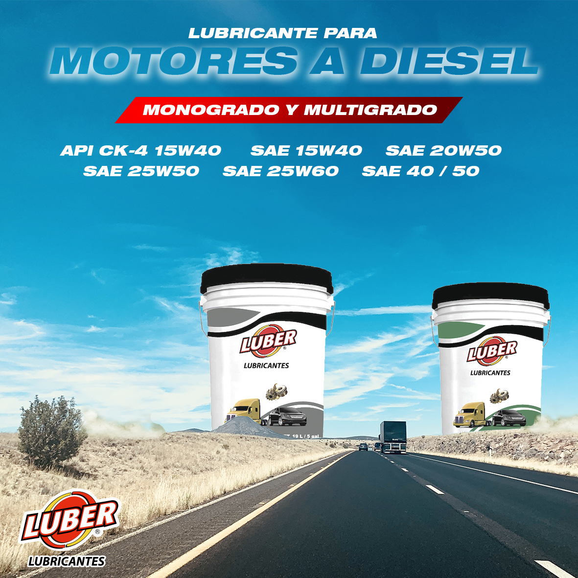 luberoil's tweet photo. Que nada interrumpa tu camino, utiliza Lubricantes automotrices para motores a diésel Luber #camionerosenruta #transporte #Trailers #diesel https://t.co/W2JR4puY2I