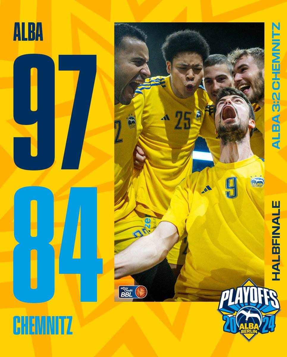 🤩 FINAAAAAAAALE! 🤩
Was ein Spiel, was für eine Serie – was für ein Team! 💛💙 Wir entscheiden vor 9.781 Fans das Spiel 5️⃣ für uns und setzen uns nach einer toughen Serie gegen die <a href="/ninerschemnitz/">NINERS Chemnitz</a> durch. Somit ziehen wir ins Finale ein. HYPED! 🔥 

📸 Tilo Wiedensohler