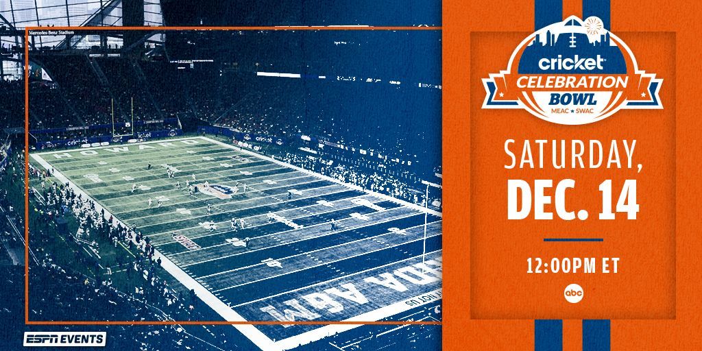 CelebrationBowl's tweet image. The Cricket Celebration Bowl will kick off the ESPN Events Bowl Schedule on December 14. For the first time, the game is scheduled for the second week of December. This returns the Cricket Celebration Bowl to the official opening game slot of the college football bowl season.