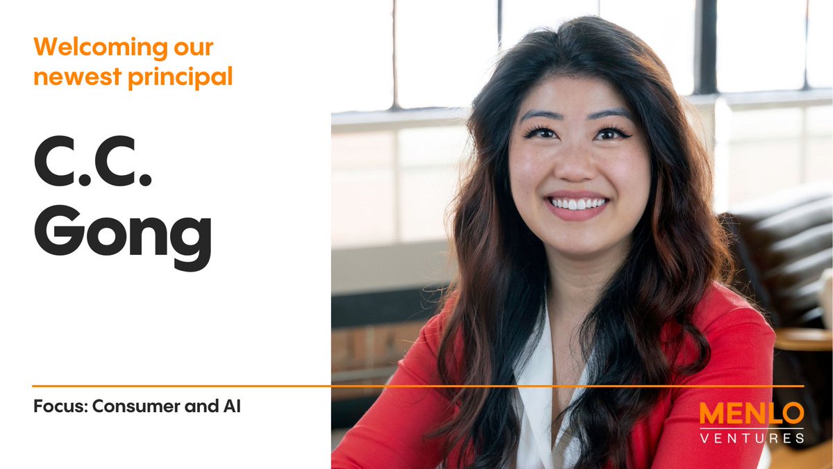 MenloVentures's tweet image. Meet the newest member of Team Menlo, C.C. Gong, aka @CCgong. At Menlo, C.C. will focus on investments in Consumer and Enterprise and broader Consumer Tech.

To learn more about C.C., where she will invest and why we are excited to have her on board, read this post:…
