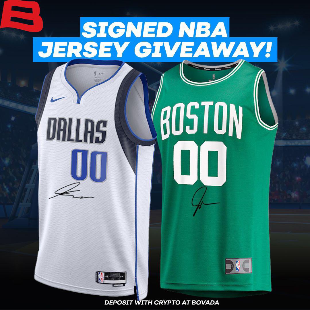 BovadaOfficial's tweet photo. #NBAFINALS JERSEY GIVEAWAY! 

We’re giving away 1 signed jersey for the Finals, winner will be announced on Sunday!

To enter:

🔁 and follow @BovadaOfficial https://t.co/04HyDllU8N
