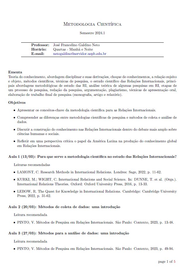 DalsonFigueired's tweet photo. Pessoal de RI, depois vejam essa ementa!!!

O professor @netogaldino_ elaborou um programa extremamente revolucionário. Agora é contigo ser feliz e aprender bem esse incrível conteúdo denominado metodologia científica. Abs, https://t.co/wBSRnFBftj